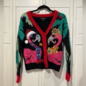 Festive Flamingo Cardigan Sweater